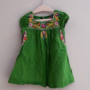 Pink Chicken Brand Green Embroidered dress